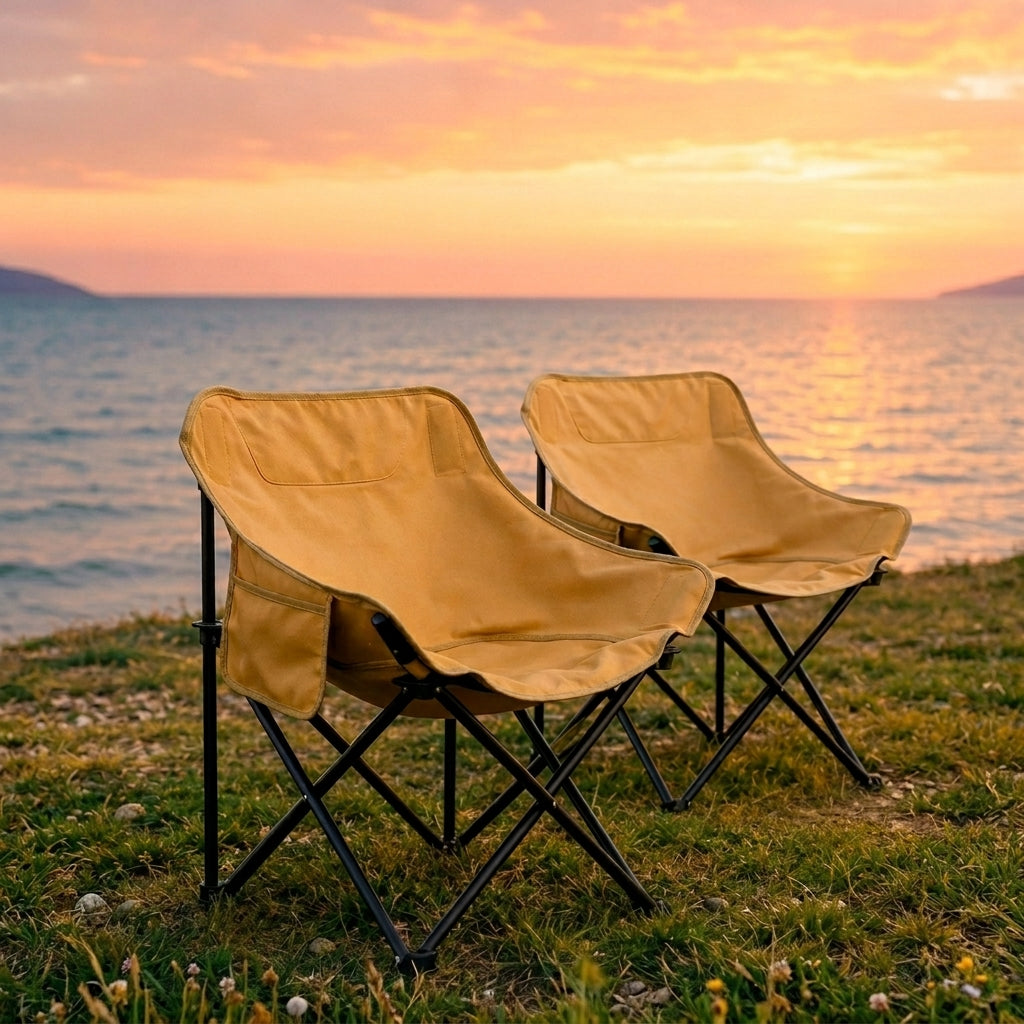 BDLFurniture Portable Outdoor Moon Chair and Folding Table Combo Beach Fishing Lawn Picnic Set