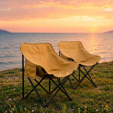 BDLFurniture Portable Outdoor Moon Chair and Folding Table Combo Beach Fishing Lawn Picnic Set