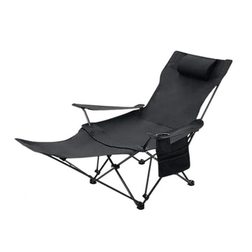 BDLFurniture Folding Camping Recliner Chair Adjustable Beach Fishing Lounge Whth Footrest & Pillow