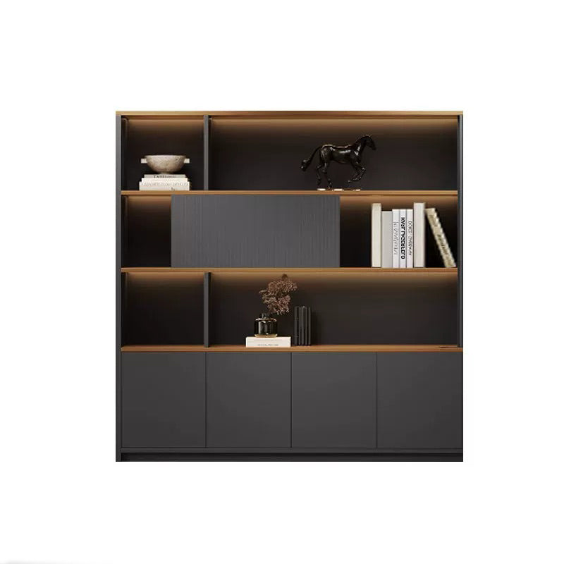 BDLFurniture Modular Office File Storage Cabinet Bookcase Unit LED Light 80-480cm Grey Khaki