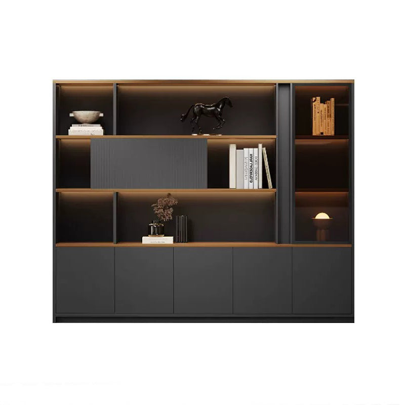 BDLFurniture Modular Office File Storage Cabinet Bookcase Unit LED Light 80-480cm Grey Khaki