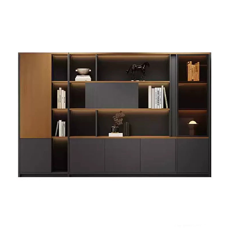 BDLFurniture Modular Office File Storage Cabinet Bookcase Unit LED Light 80-480cm Grey Khaki
