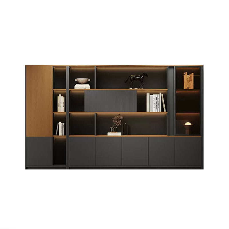 BDLFurniture Modular Office File Storage Cabinet Bookcase Unit LED Light 80-480cm Grey Khaki