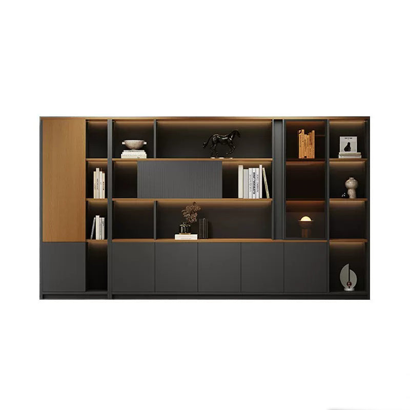 BDLFurniture Modular Office File Storage Cabinet Bookcase Unit LED Light 80-480cm Grey Khaki