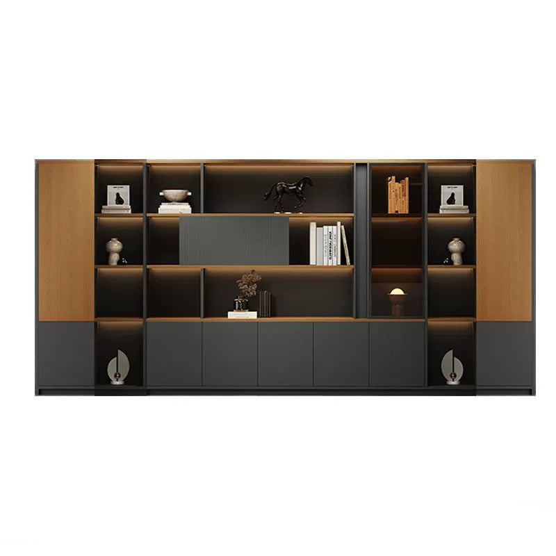 BDLFurniture Modular Office File Storage Cabinet Bookcase Unit LED Light 80-480cm Grey Khaki