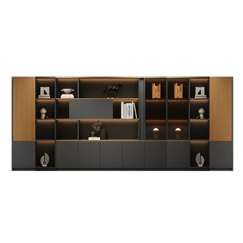 BDLFurniture Modular Office File Storage Cabinet Bookcase Unit LED Light 80-480cm Grey Khaki