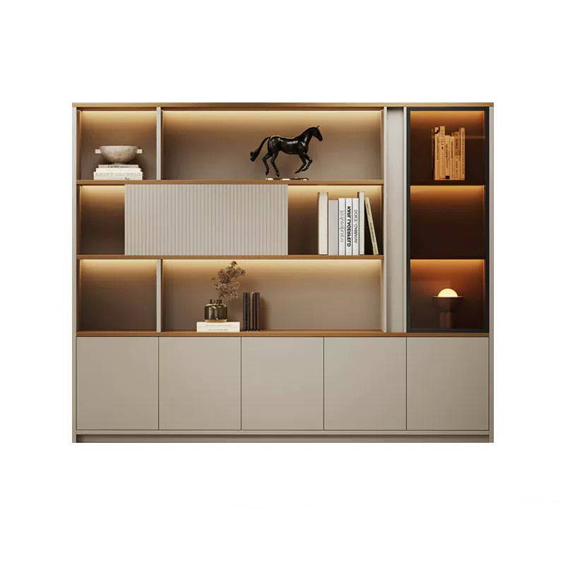 BDLFurniture Modular Office File Storage Cabinet Bookcase Unit LED Light 80-480cm Grey Khaki