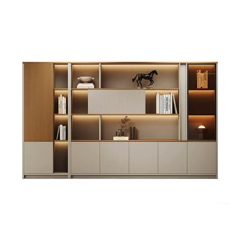 BDLFurniture Modular Office File Storage Cabinet Bookcase Unit LED Light 80-480cm Grey Khaki