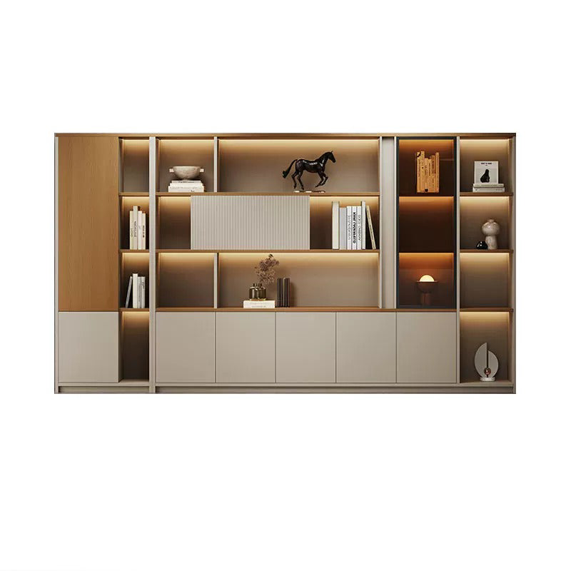 BDLFurniture Modular Office File Storage Cabinet Bookcase Unit LED Light 80-480cm Grey Khaki