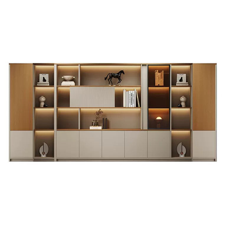 BDLFurniture Modular Office File Storage Cabinet Bookcase Unit LED Light 80-480cm Grey Khaki