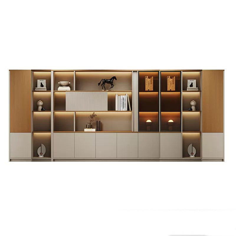 BDLFurniture Modular Office File Storage Cabinet Bookcase Unit LED Light 80-480cm Grey Khaki