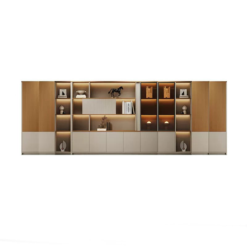 BDLFurniture Modular Office File Storage Cabinet Bookcase Unit LED Light 80-480cm Grey Khaki