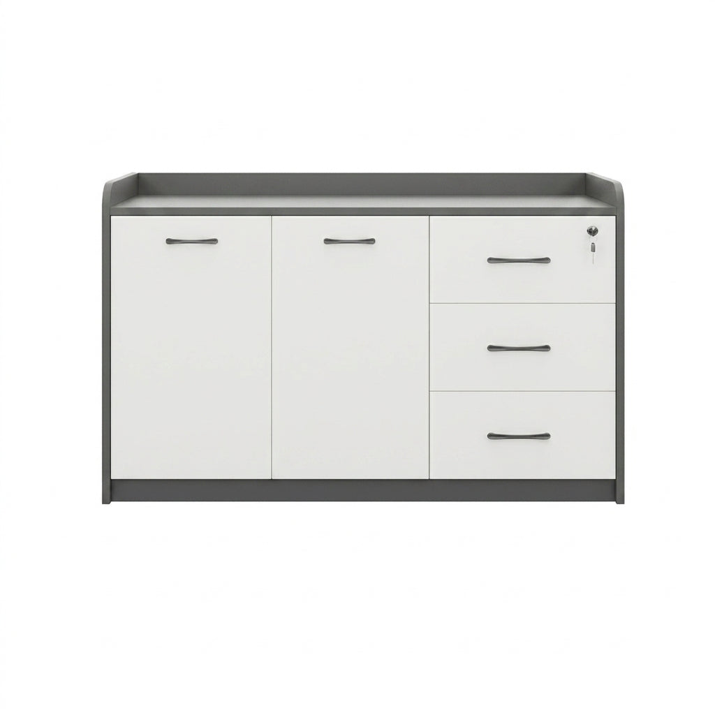BDLFurniture Office Credenza Printer Stand Tea Station Cabinet Grey Oak Storage Cupboard
