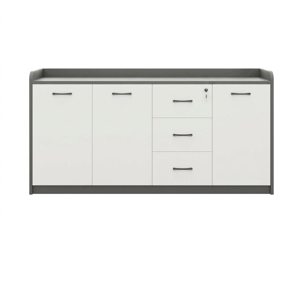 BDLFurniture Office Credenza Printer Stand Tea Station Cabinet Grey Oak Storage Cupboard