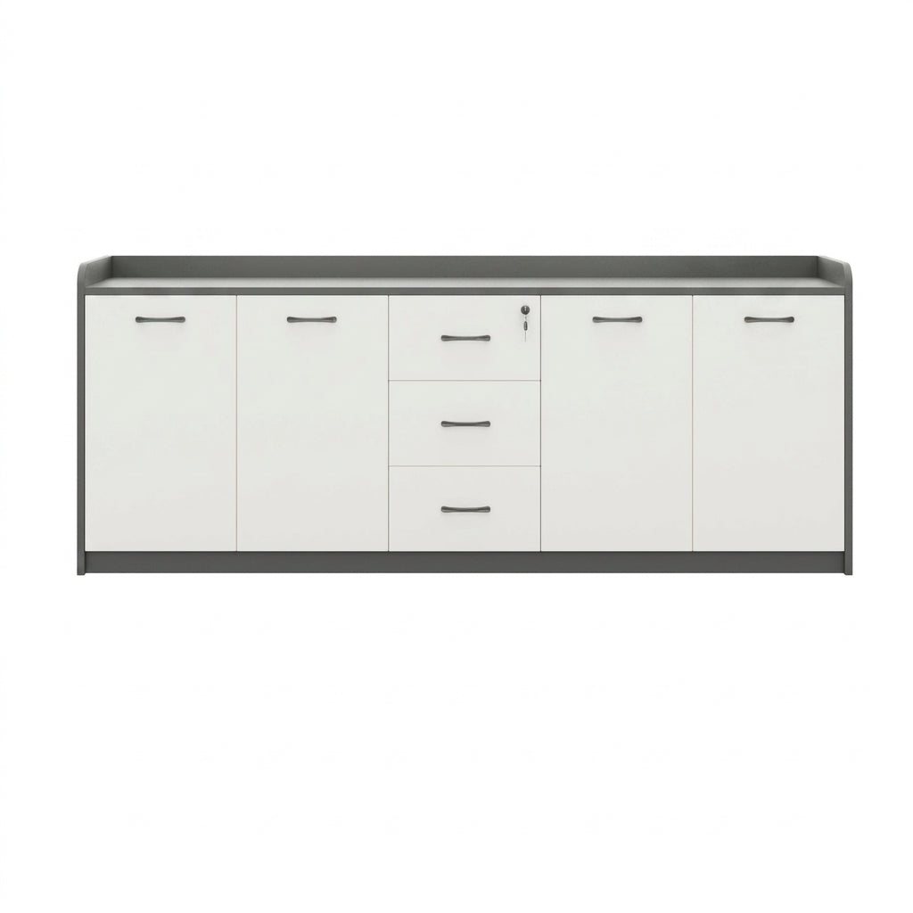 BDLFurniture Office Credenza Printer Stand Tea Station Cabinet Grey Oak Storage Cupboard