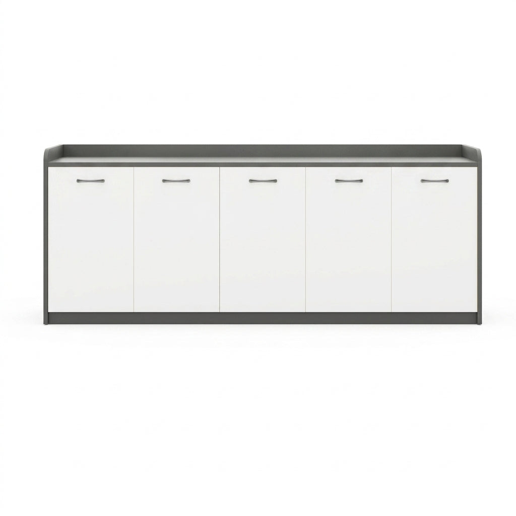 BDLFurniture Office Credenza Printer Stand Tea Station Cabinet Grey Oak Storage Cupboard