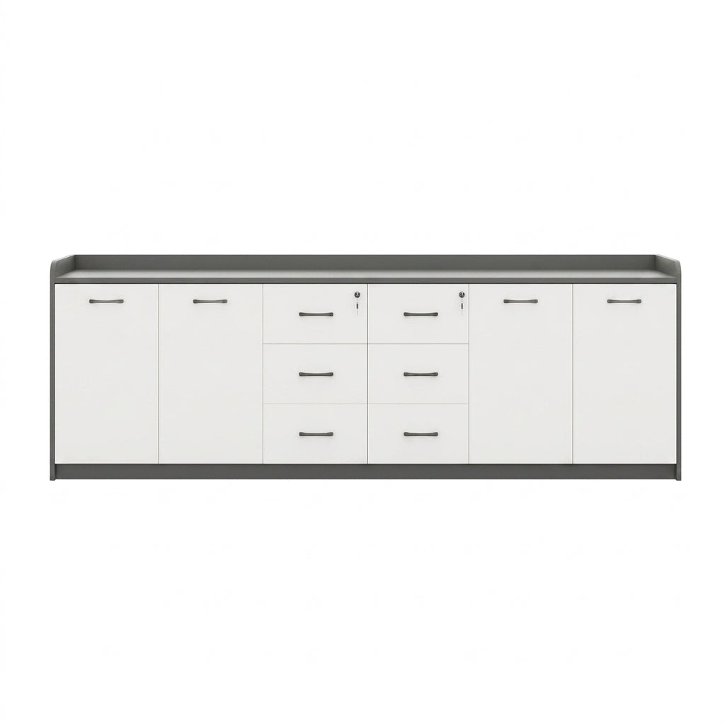 BDLFurniture Office Credenza Printer Stand Tea Station Cabinet Grey Oak Storage Cupboard