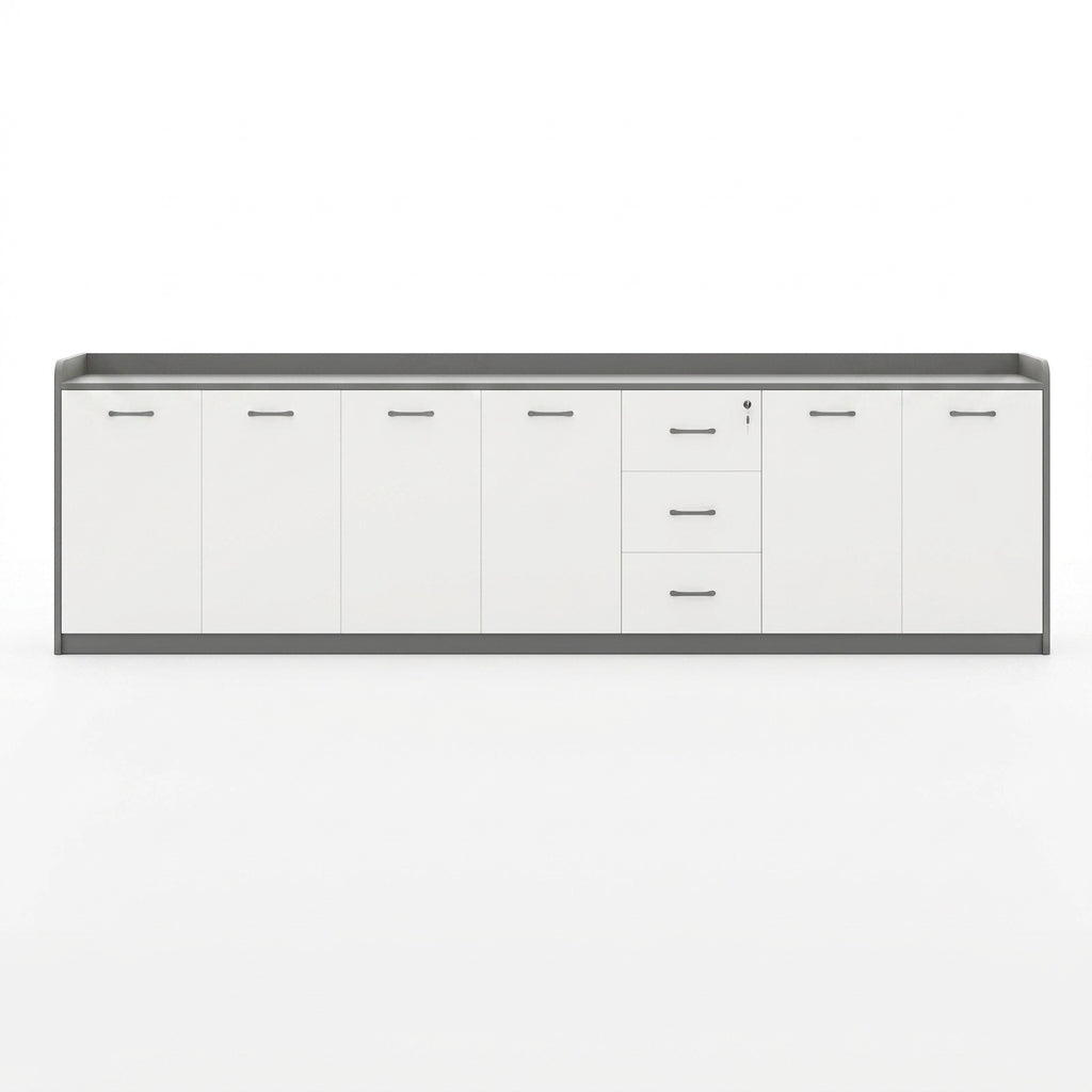 BDLFurniture Office Credenza Printer Stand Tea Station Cabinet Grey Oak Storage Cupboard