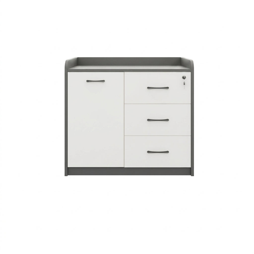 BDLFurniture Office Credenza Printer Stand Tea Station Cabinet Grey Oak Storage Cupboard