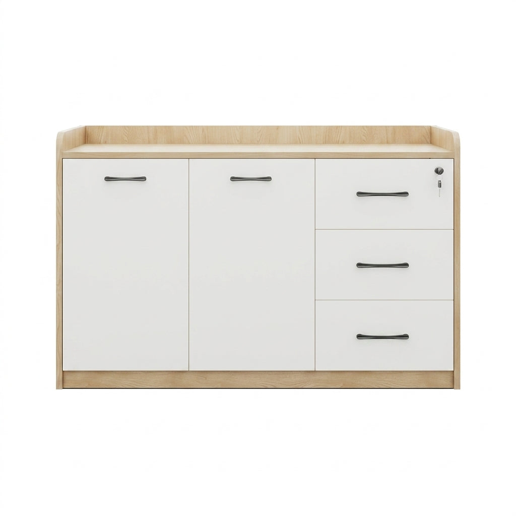 BDLFurniture Office Credenza Printer Stand Tea Station Cabinet Grey Oak Storage Cupboard