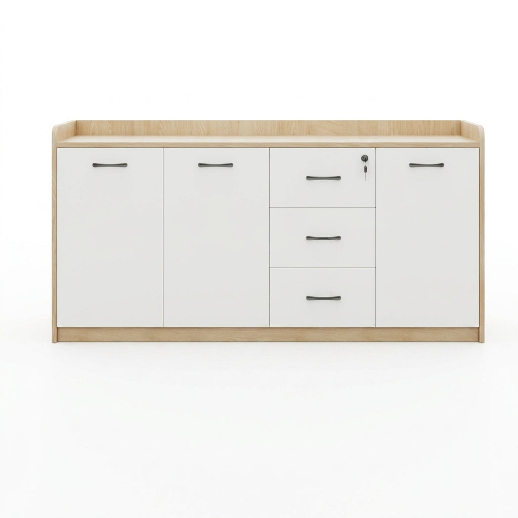 BDLFurniture Office Credenza Printer Stand Tea Station Cabinet Grey Oak Storage Cupboard