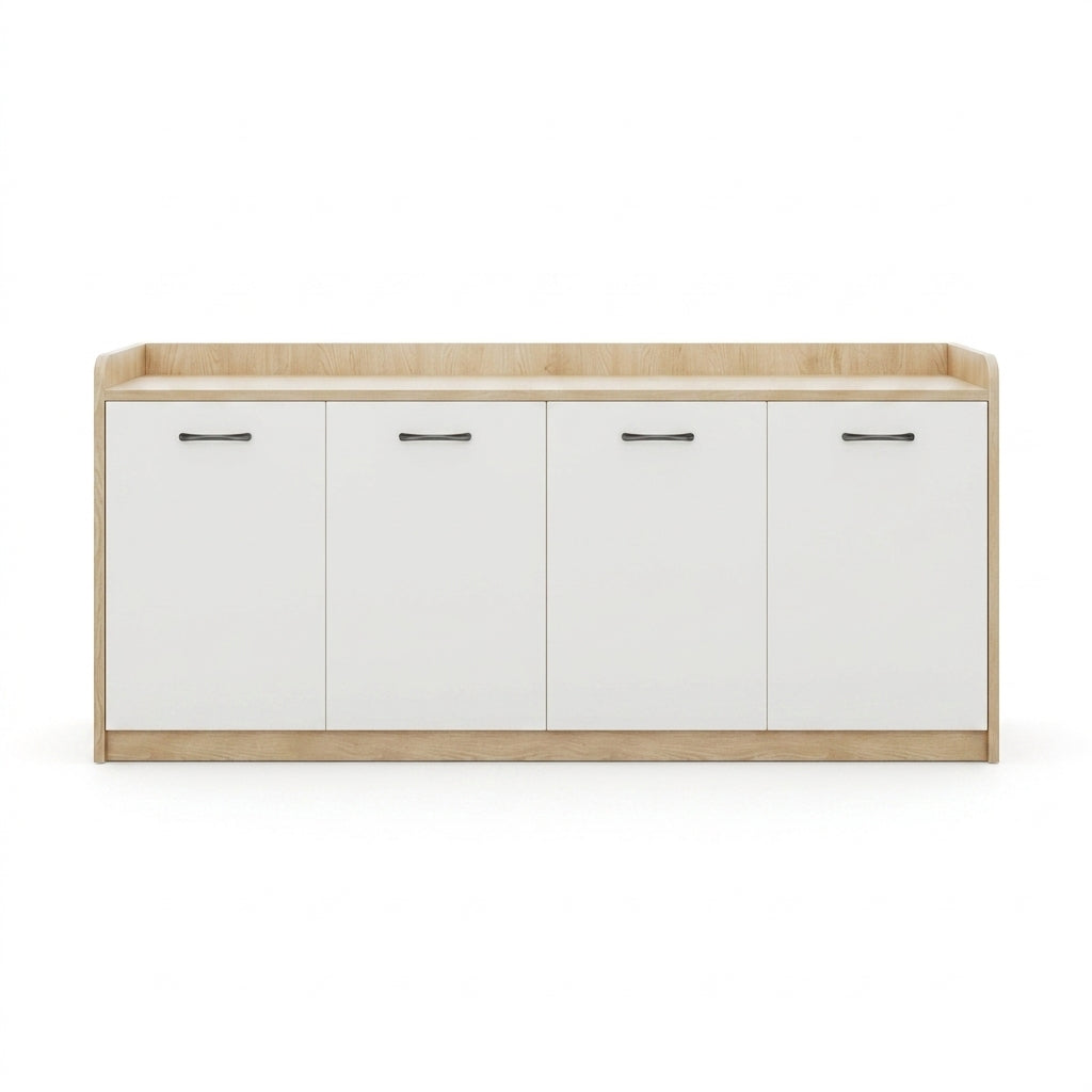 BDLFurniture Office Credenza Printer Stand Tea Station Cabinet Grey Oak Storage Cupboard
