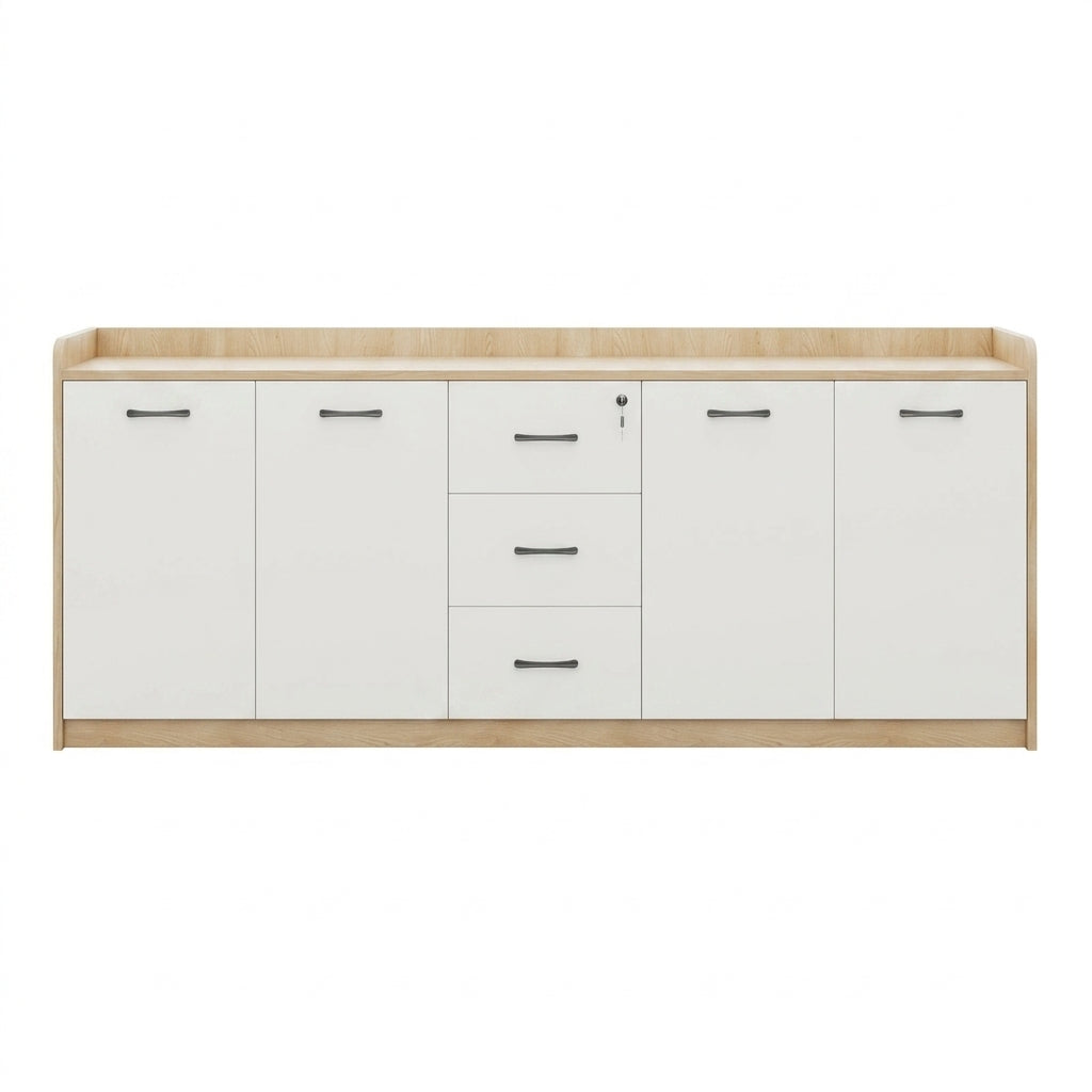 BDLFurniture Office Credenza Printer Stand Tea Station Cabinet Grey Oak Storage Cupboard