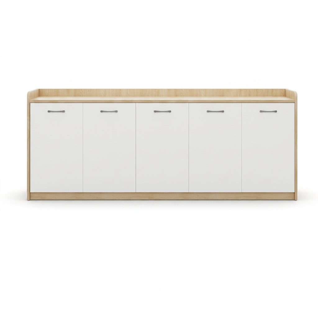 BDLFurniture Office Credenza Printer Stand Tea Station Cabinet Grey Oak Storage Cupboard