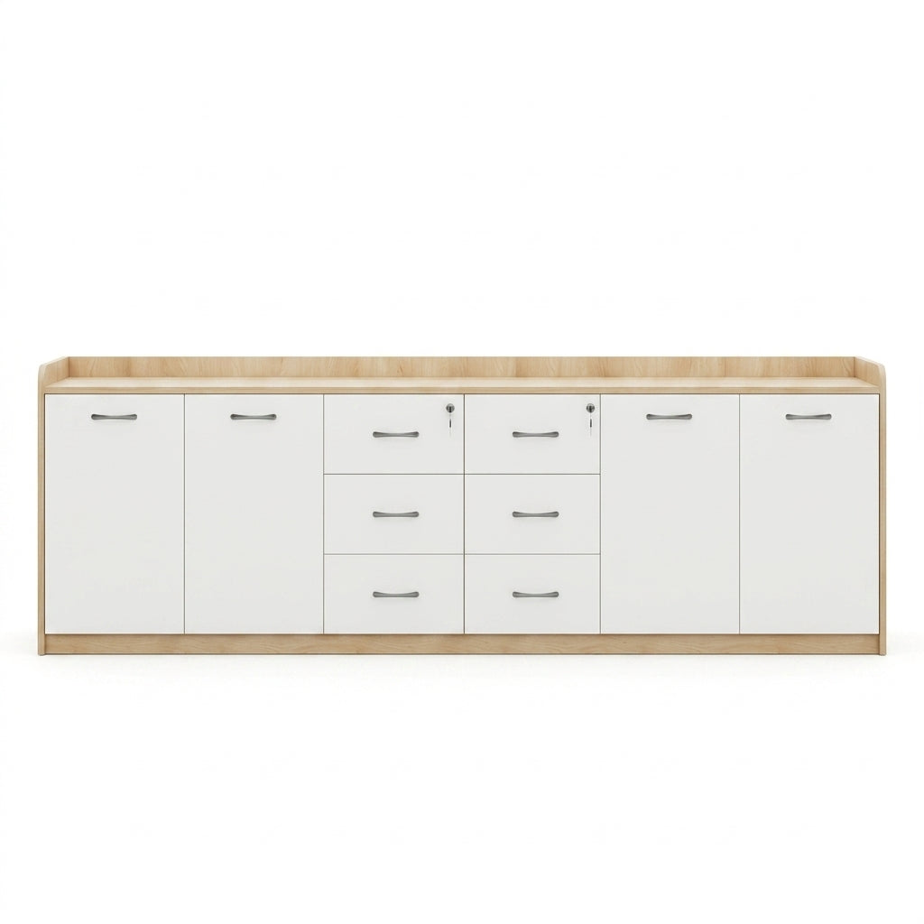 BDLFurniture Office Credenza Printer Stand Tea Station Cabinet Grey Oak Storage Cupboard