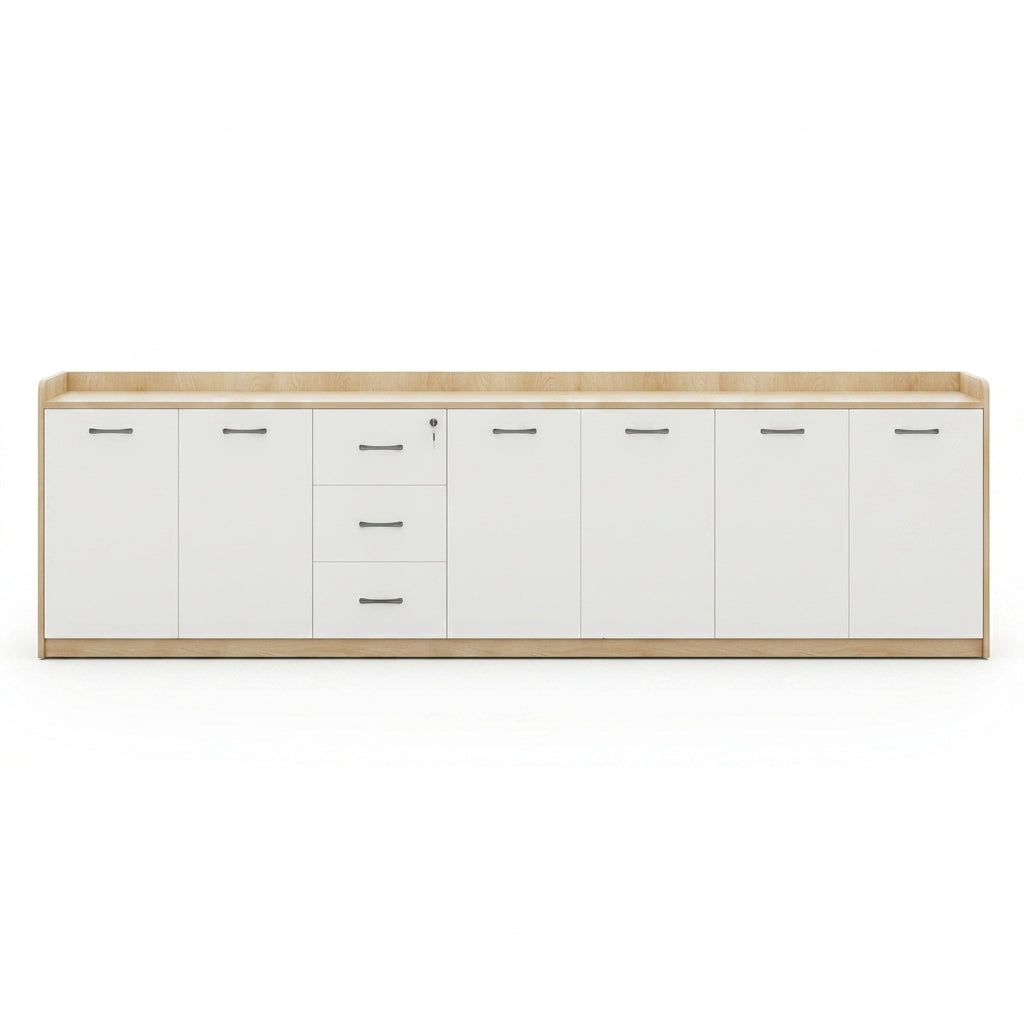 BDLFurniture Office Credenza Printer Stand Tea Station Cabinet Grey Oak Storage Cupboard