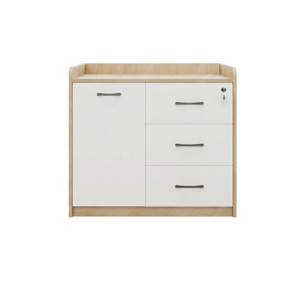 BDLFurniture Office Credenza Printer Stand Tea Station Cabinet Grey Oak Storage Cupboard