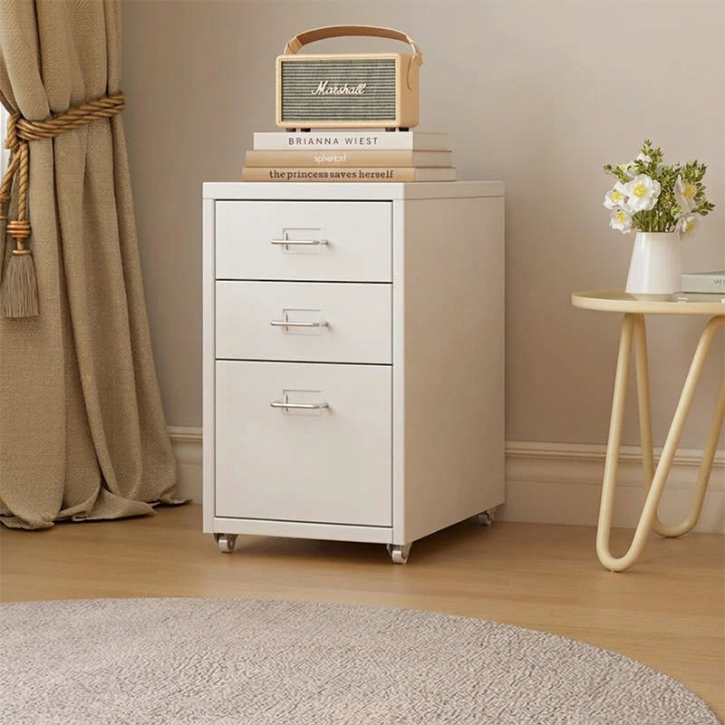 BDLFurniture Steel Mobile Storage Cabinet Bedside Drawers with Lock Option Galvanised Handle