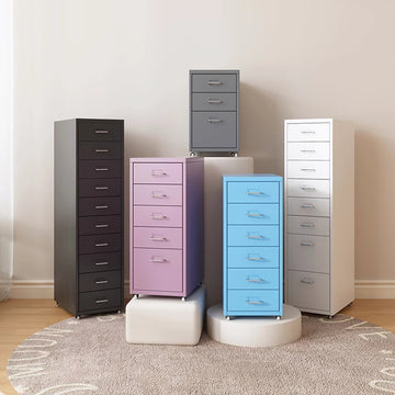 BDLFurniture Steel Mobile Storage Cabinet Bedside Drawers with Lock Option Galvanised Handle