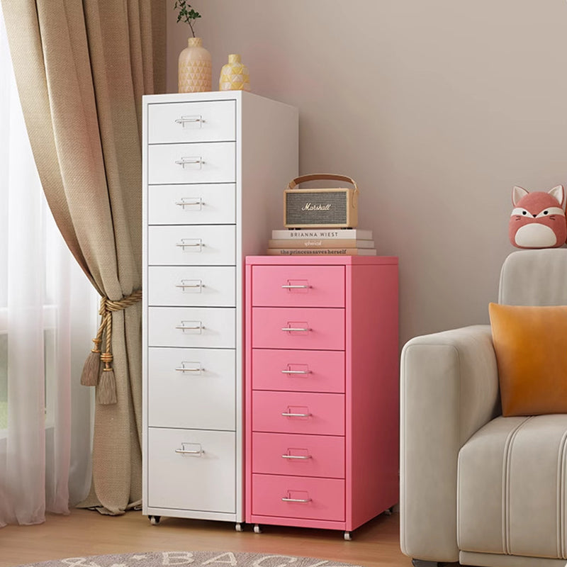 BDLFurniture Steel Mobile Storage Cabinet Bedside Drawers with Lock Option Galvanised Handle