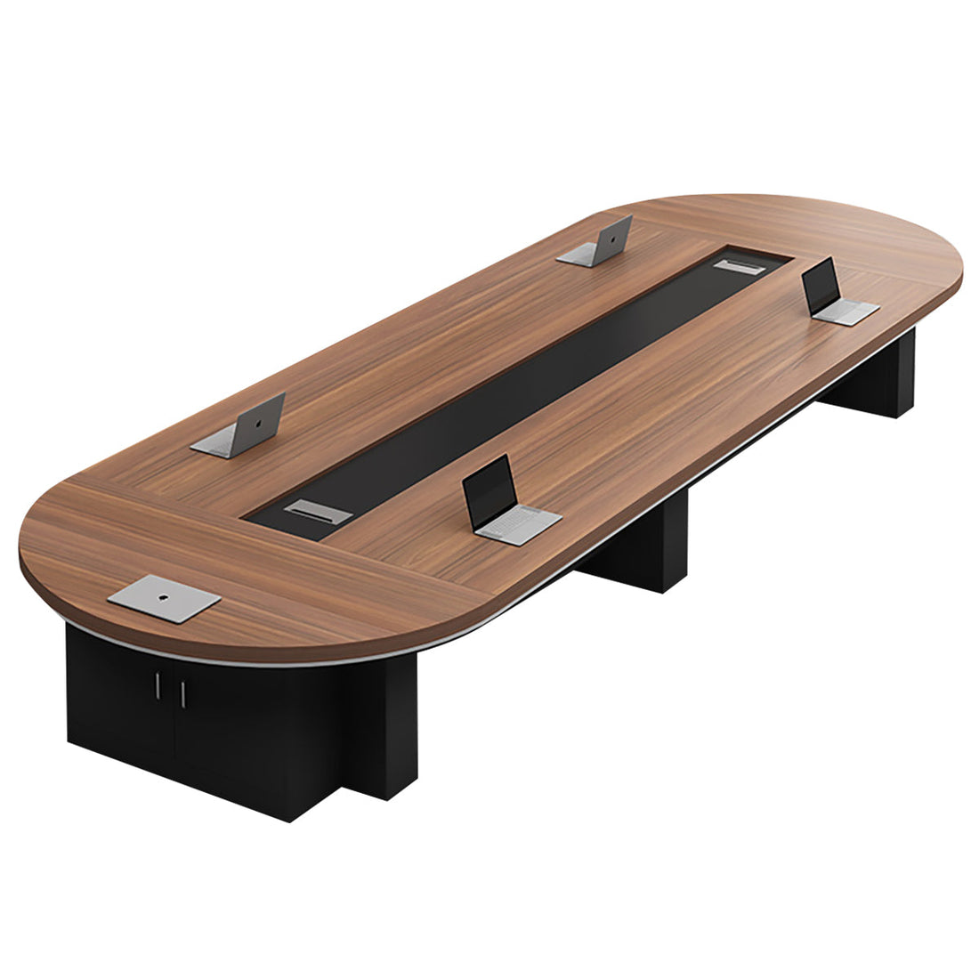 Modern Oval Conference Table 1.6m-6m Large Meeting Table with Cable Box