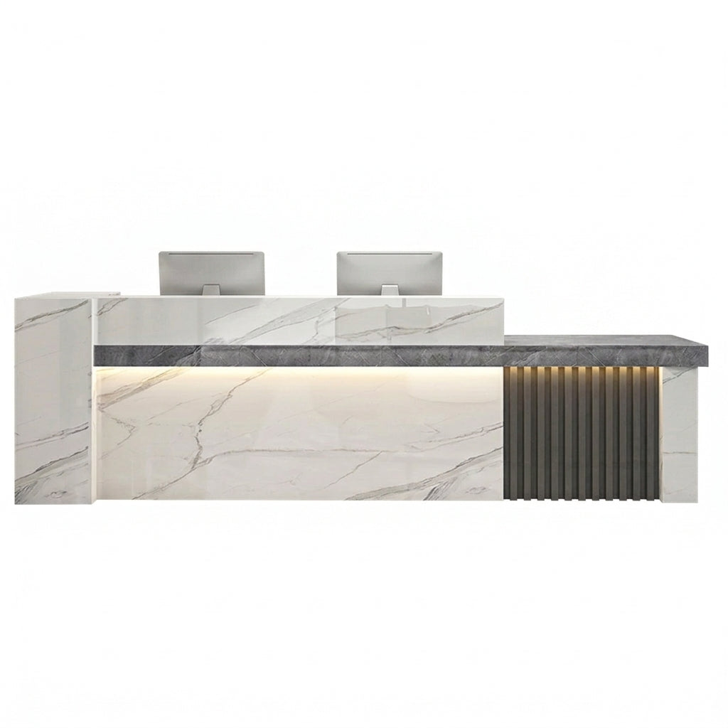 Modern LED Reception Desk Cashier Counter with Ample Storage & Drawers BDLFurniture